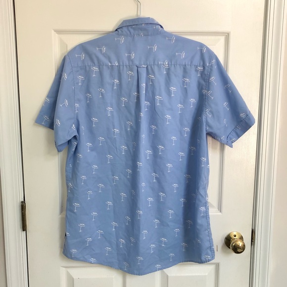 AHOY Surf Co Men's Large Woven Blue Shirt with Beach Umbrella print - Picture 5 of 6
